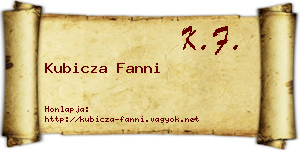 Kubicza Fanni névjegykártya